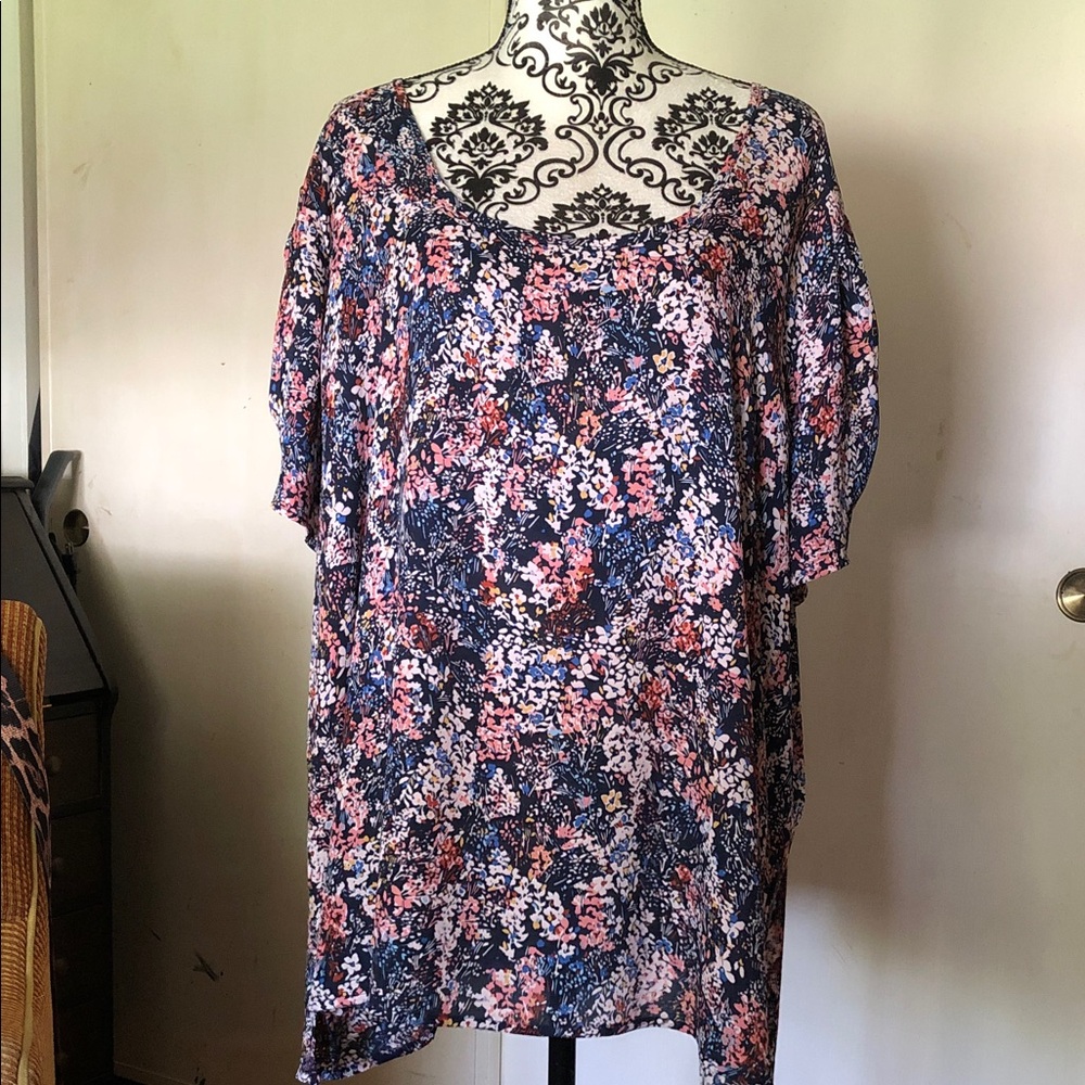 Maurices Blue and Pink Floral Blouse
